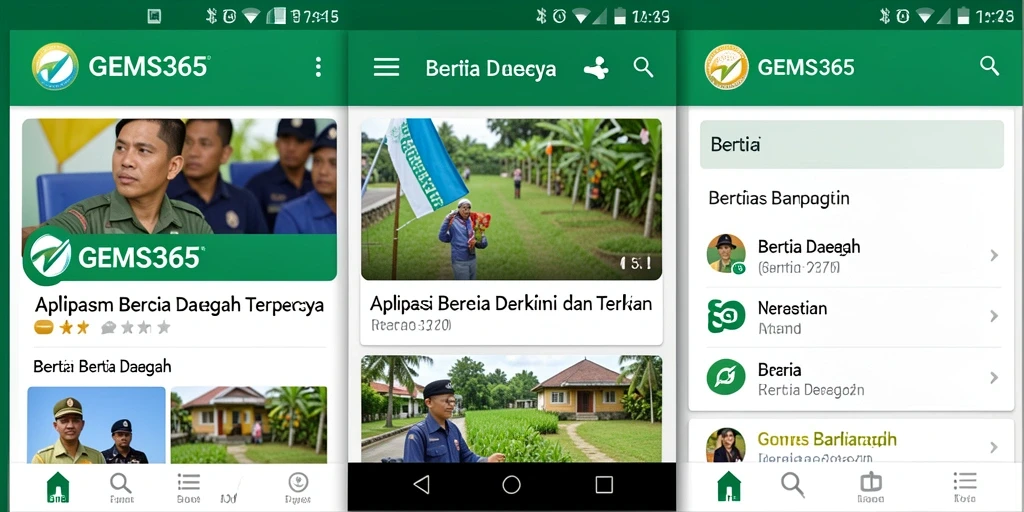 Antarmuka aplikasi GEMS365 yang menarik dan informatif.