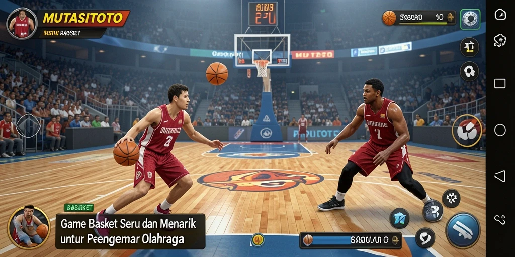 Antarmuka permainan Basket MUTASITOTO yang menarik dan interaktif.