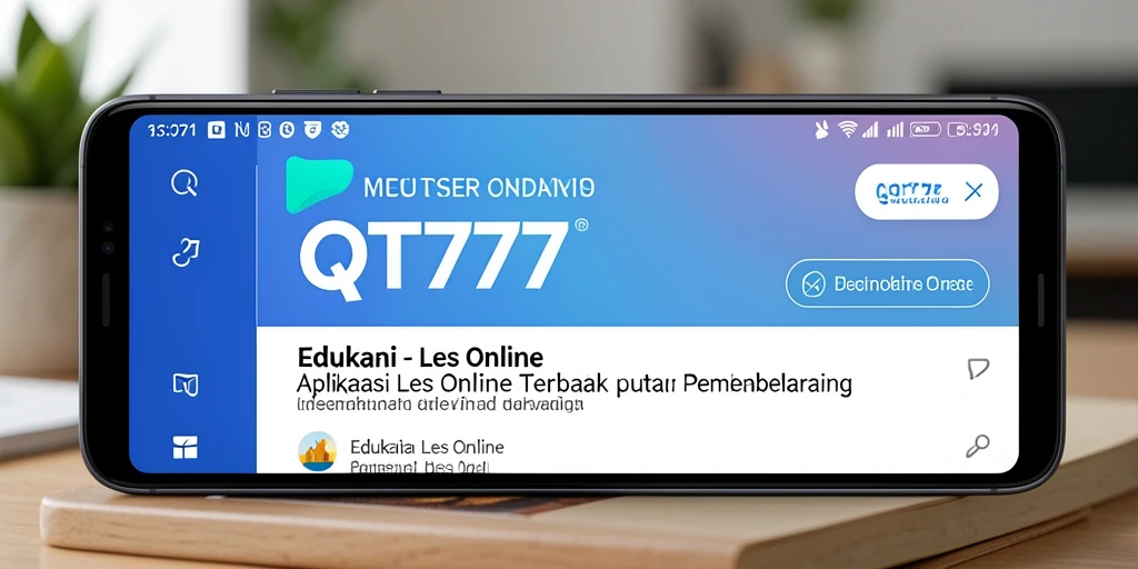 Antarmuka aplikasi QT777 untuk Les Online yang interaktif dan sederhana.