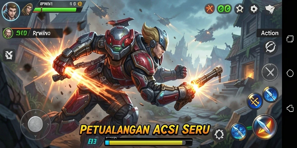Antarmuka permainan menampilkan karakter dan aksi seru dalam RPWIN1.