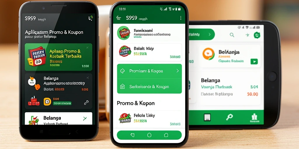 Antarmuka aplikasi S9S9 menampilkan promo dan kupon yang menarik.