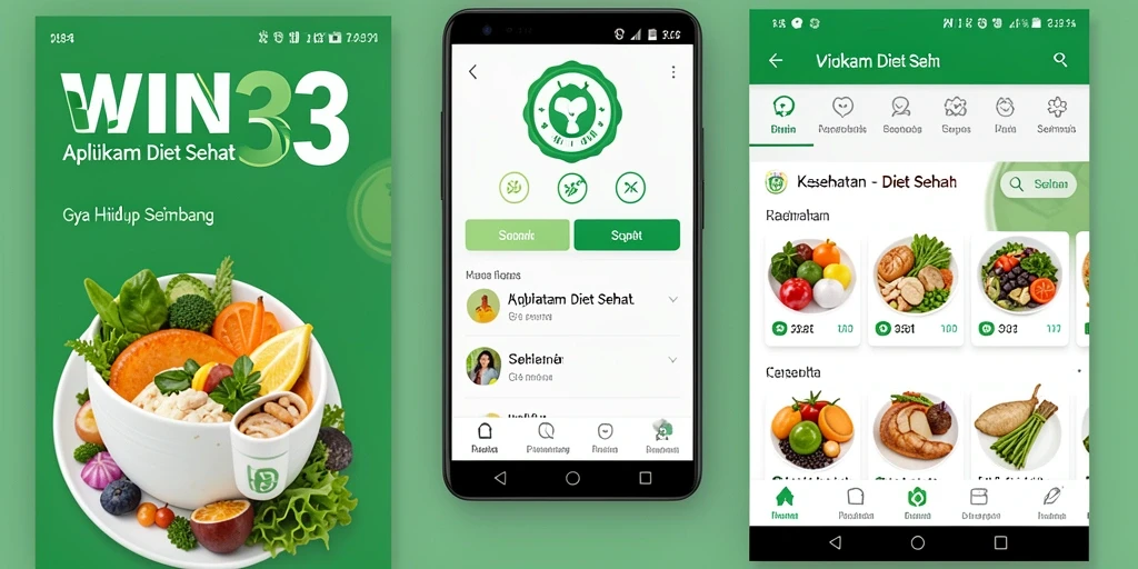 Tampilan antarmuka aplikasi WIN33 yang memudahkan pengguna mengatur diet sehat.