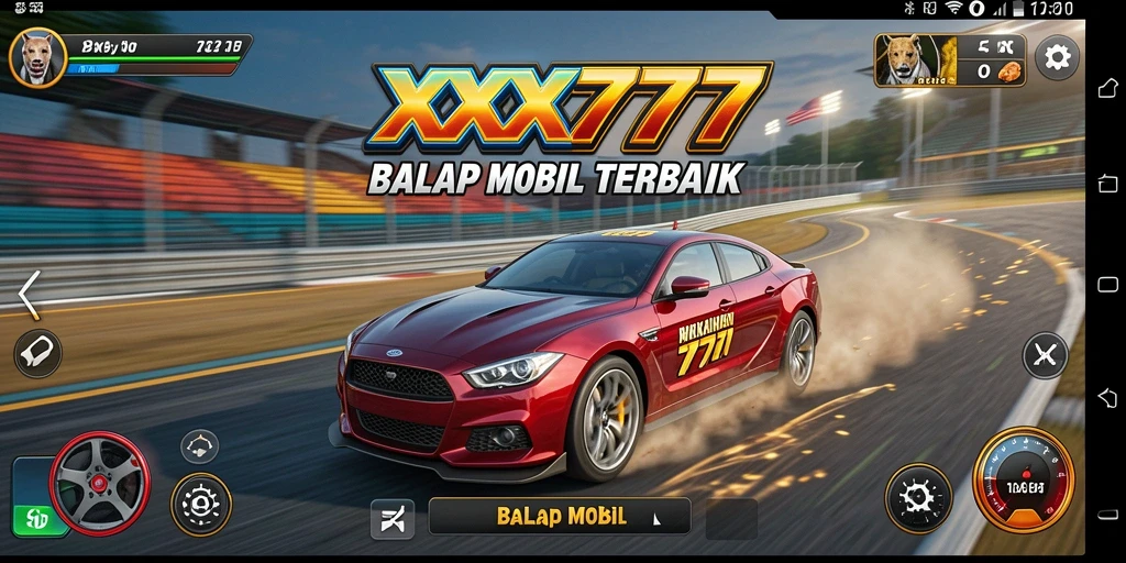 Tampilan grafis luar biasa dari antarmuka permainan Balap Mobil.